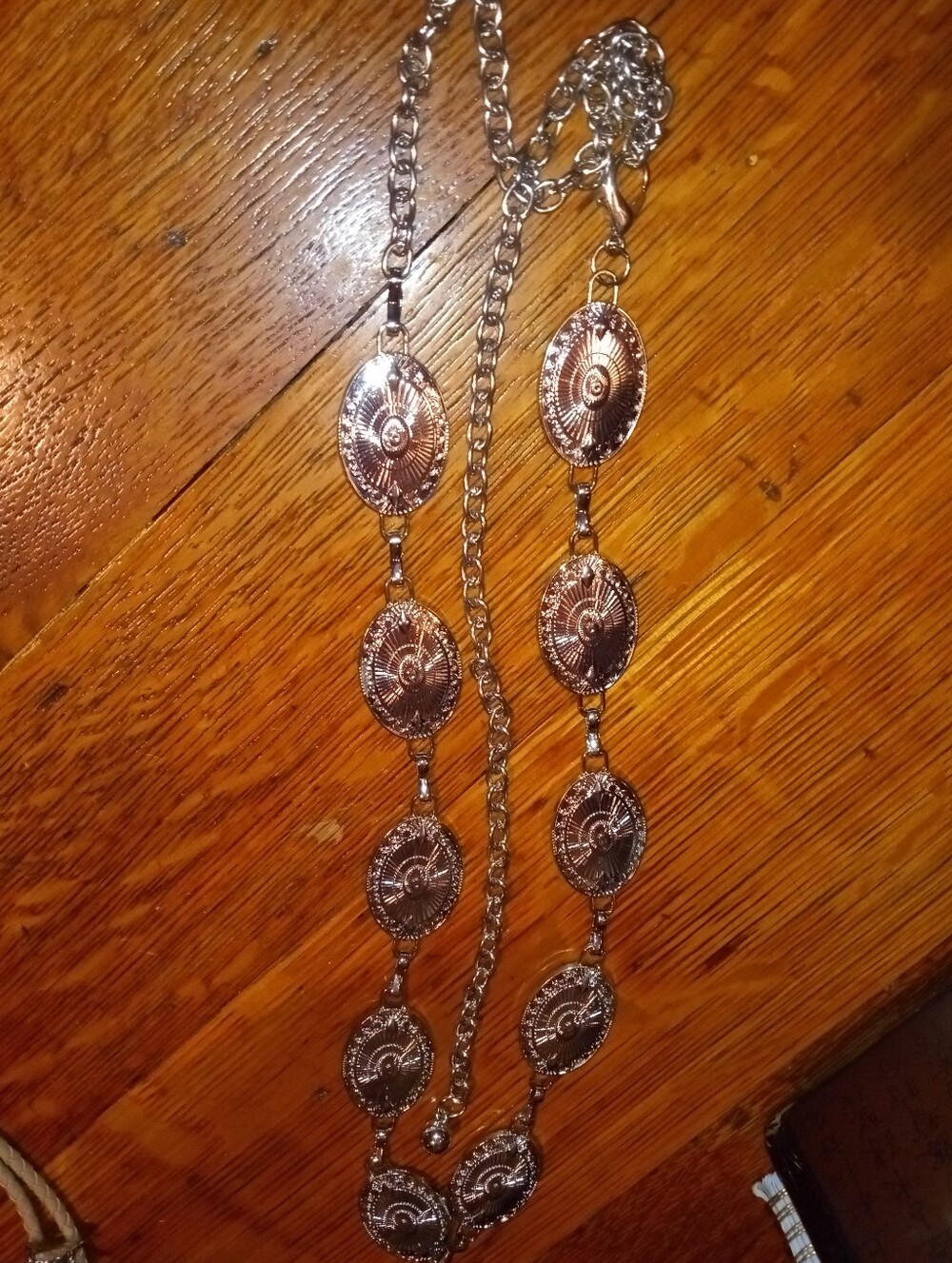 Elegant Silver Medallion-conchos Chain Belt